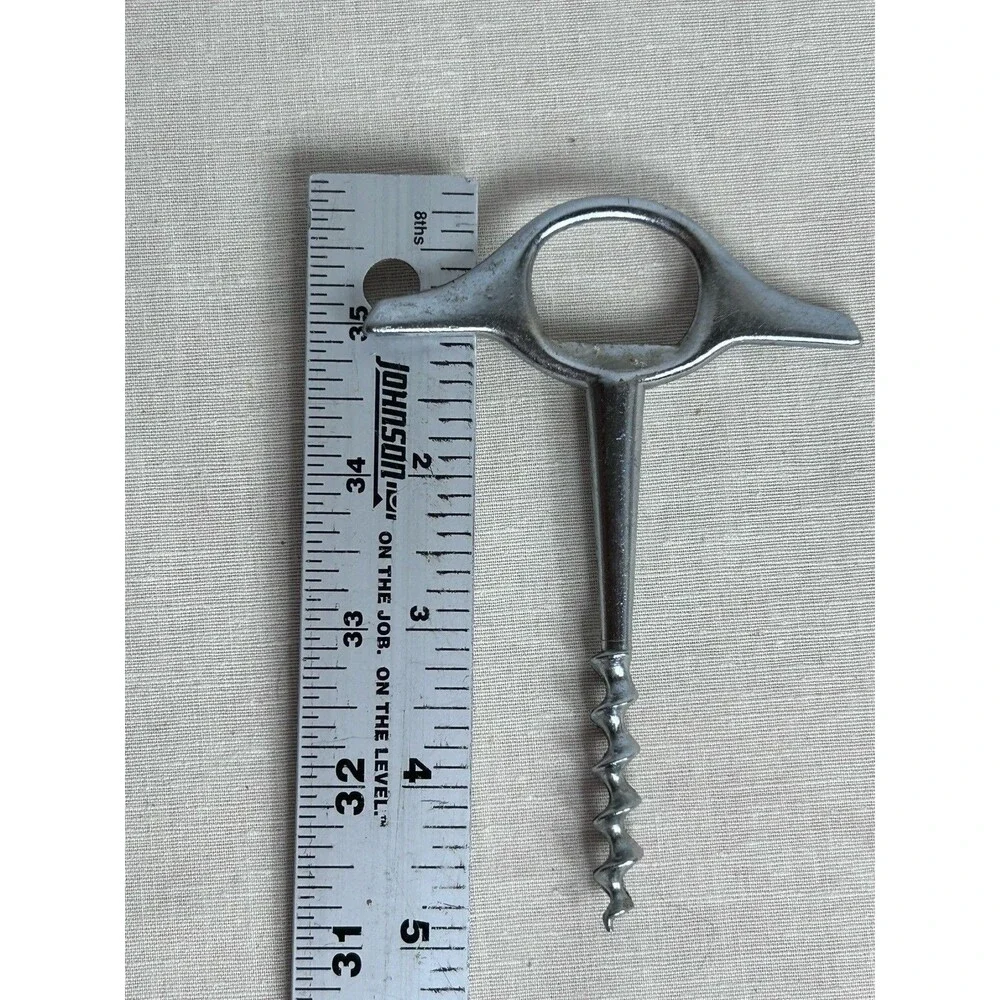 French-type direct-pull corkscrew and bottle opener finger-pull 5 inch